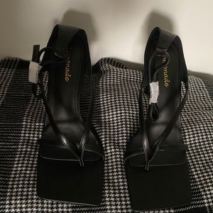 Brand new black square front sandals